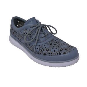 Propet Harper Blue Lasercut Leather Lace Up Sneakers Womens 7.5